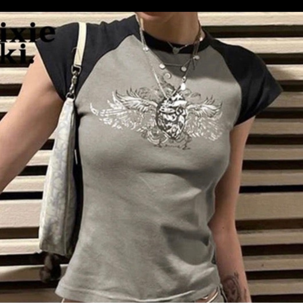 PixieKiki Y2k cropped tee with Fairy Grunge Wings